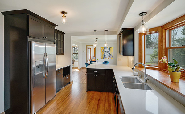 Minneapolis-Richfield Remodel Before and After of Kitchen Wall Removed